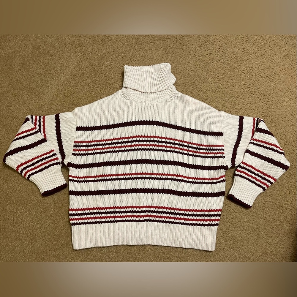 Madewell Ribbed Cotton Turtleneck Pullover Sweater, XL